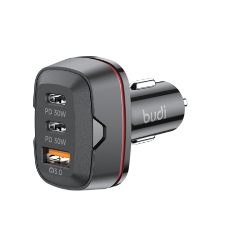 Budi CC616RB 48W Dual USB-C Car Charger with PD 30W & QC3.0 18W