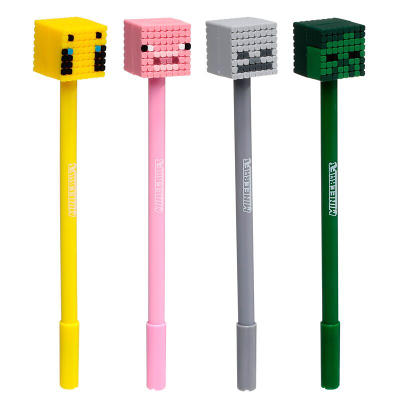 Minecraft Fine Tip Pen with Silicone Topper (Pig/Bee/Zombie/Skeleton)
