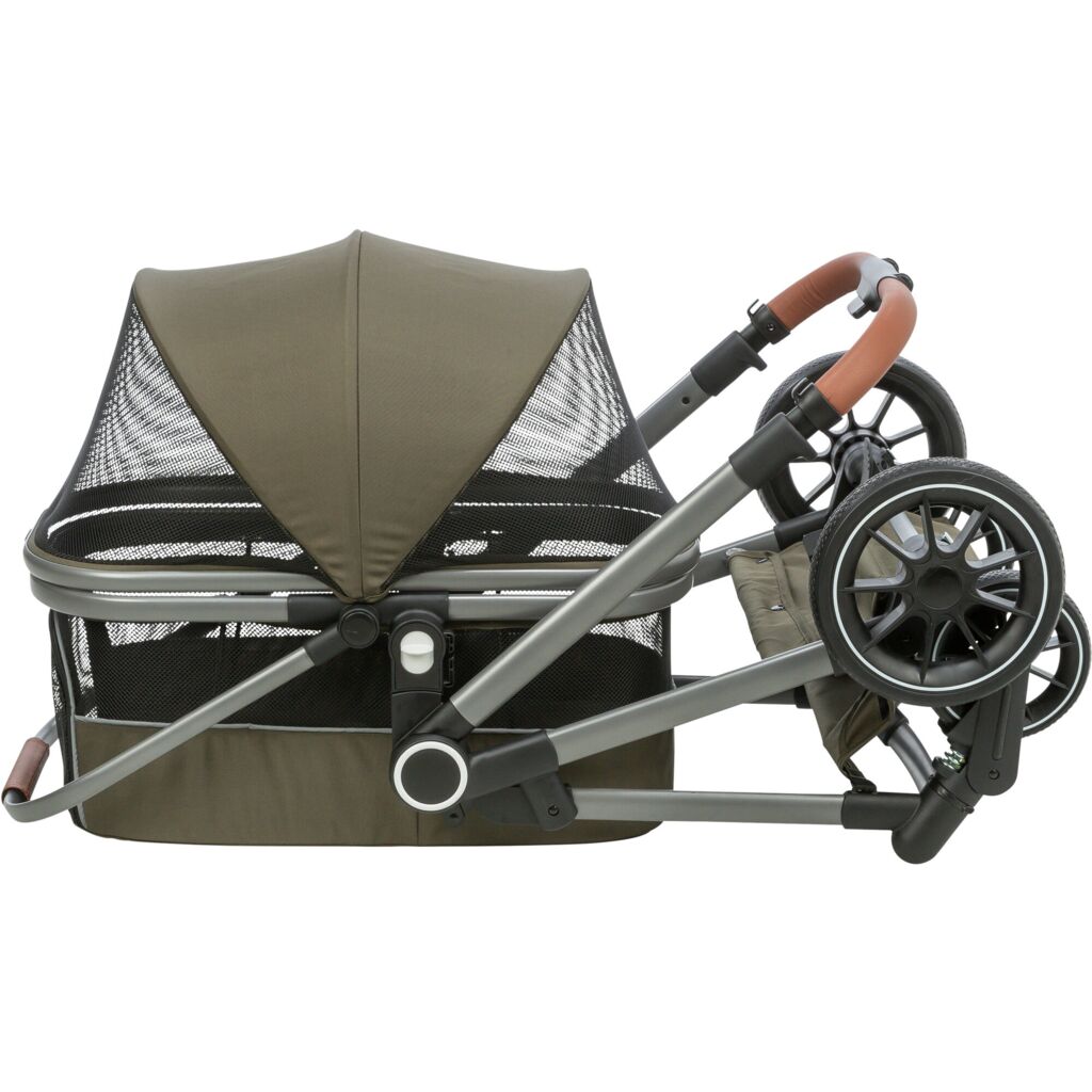Trixie Dog stroller for dogs up to 22 kg, with a removable basket and rain cover – 56 × 101 × 100 cm, 7.5 kg, olive green