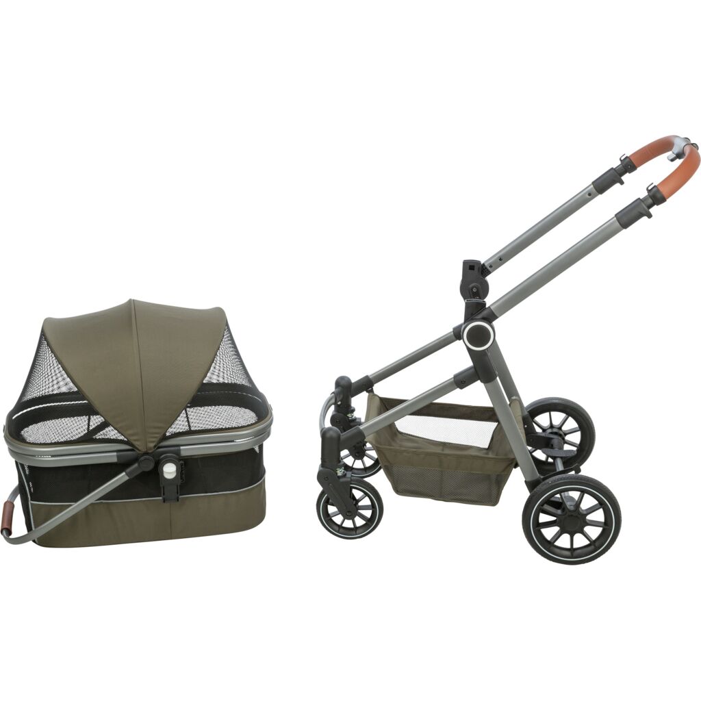 Trixie Dog stroller for dogs up to 22 kg, with a removable basket and rain cover – 56 × 101 × 100 cm, 7.5 kg, olive green