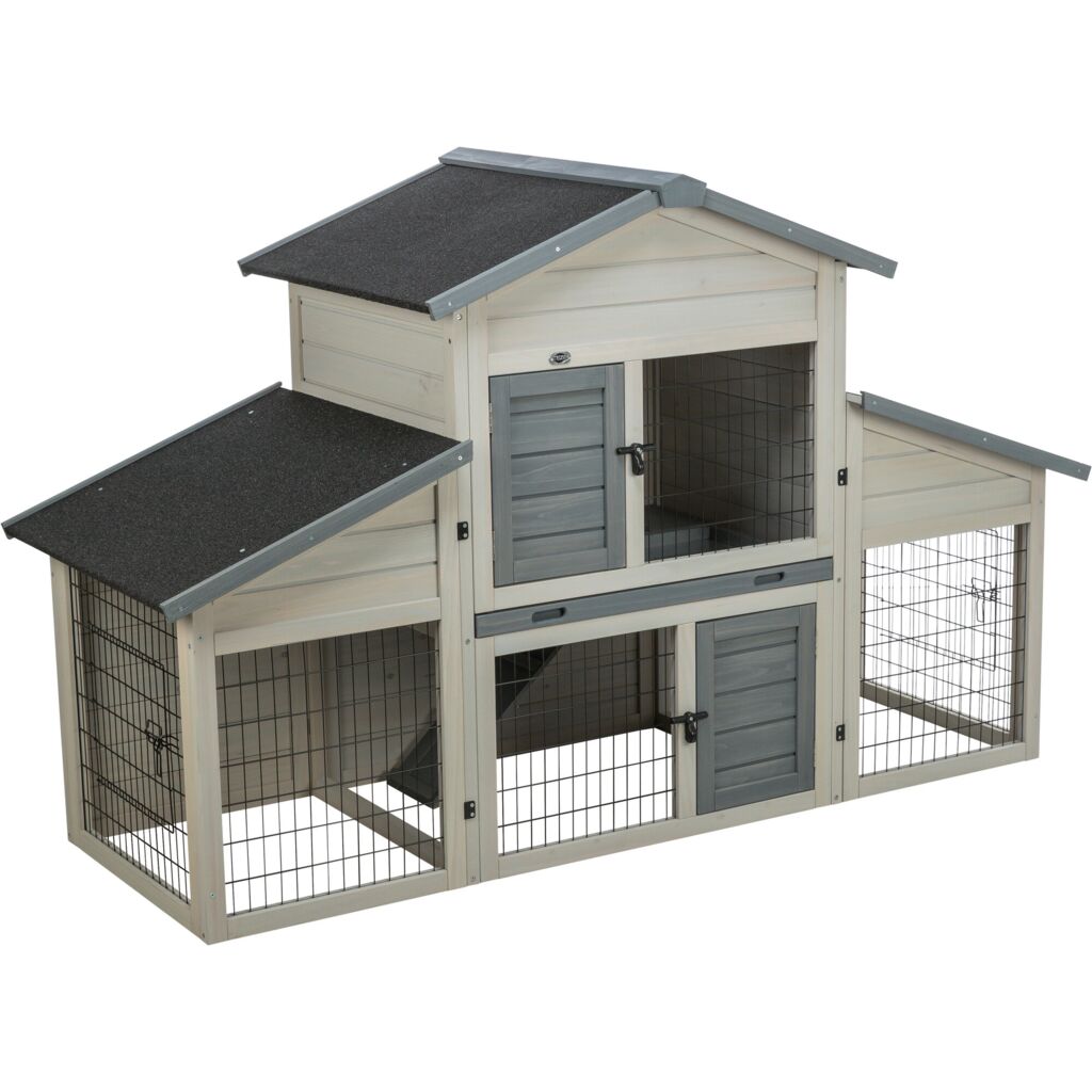 Trixie Small Animal Hutch with Enclosure – 175 × 110 × 70 cm, grey