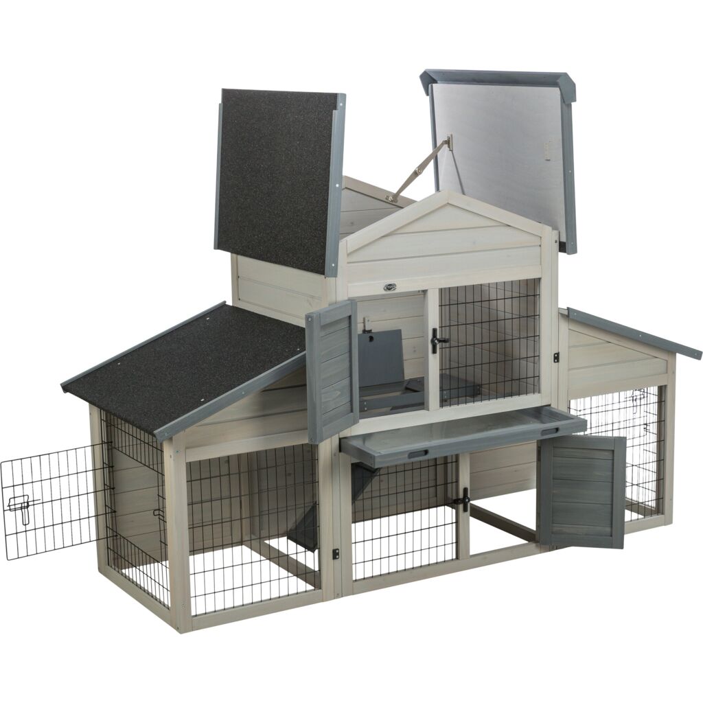 Trixie Small Animal Hutch with Enclosure – 175 × 110 × 70 cm, grey