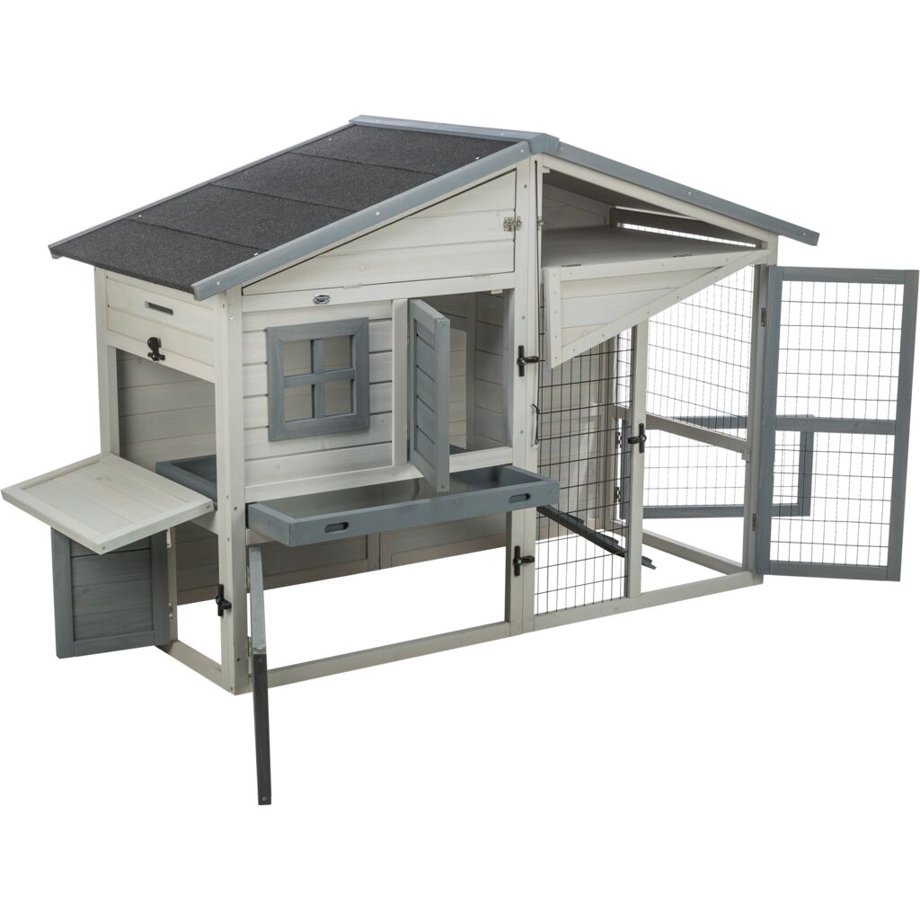 Trixie Small Animal Hutch with Enclosure – 168 × 115 × 75 cm, grey