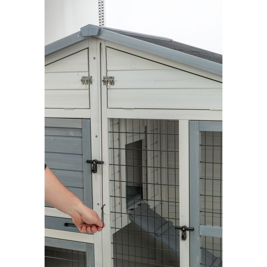 Trixie Small Animal Hutch with Enclosure – 168 × 115 × 75 cm, grey