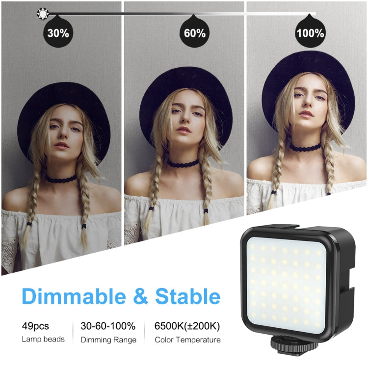 PULUZ U/C-förmiger tragbarer Hand-DV-Halterungsstabilisator + LED-Fülllicht-Kit mit Cold-Shoe-Stativkopf für alle Spiegelreflexkameras und Home-DV-Kameras, C-förmige Halterung + Fülllicht