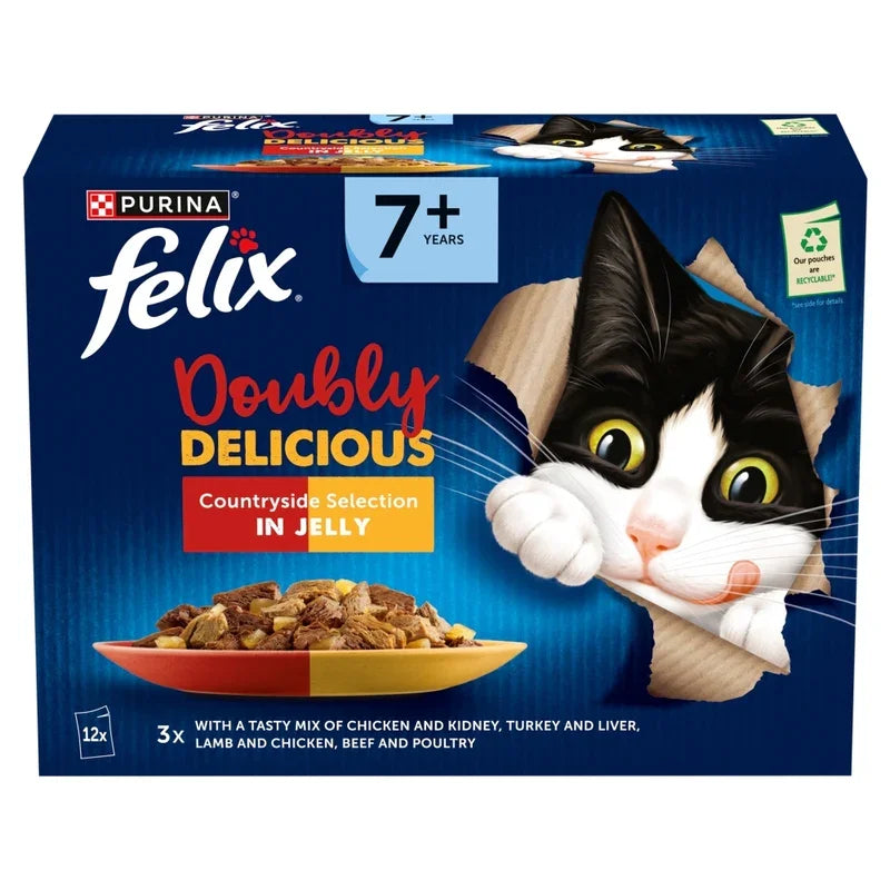 Felix Senior AGAIL Pouches Doubly Delicious 7+ Meat 12 x 85g - Case of 4
