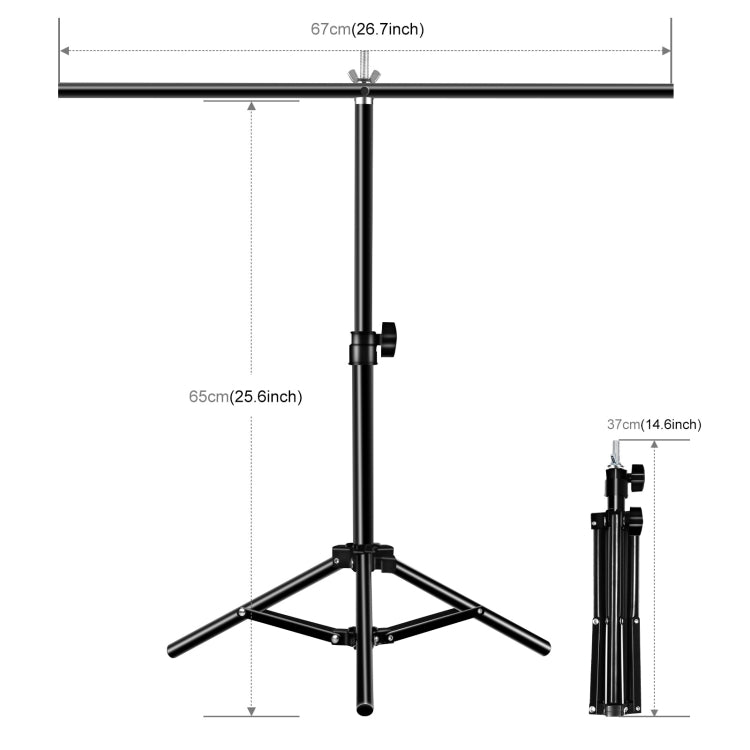 67cm T-Shape Photo Studio Backdrop Stand | Adjustable Crossbar Bracket with Clips