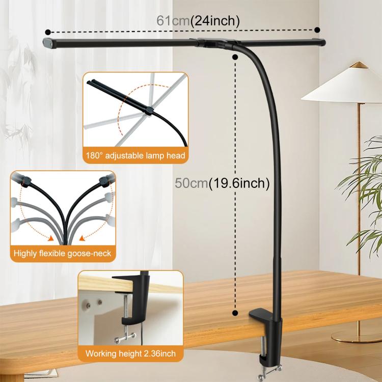 PULUZ Double Head LED Clip Desk Lamp with Flexible Gooseneck
