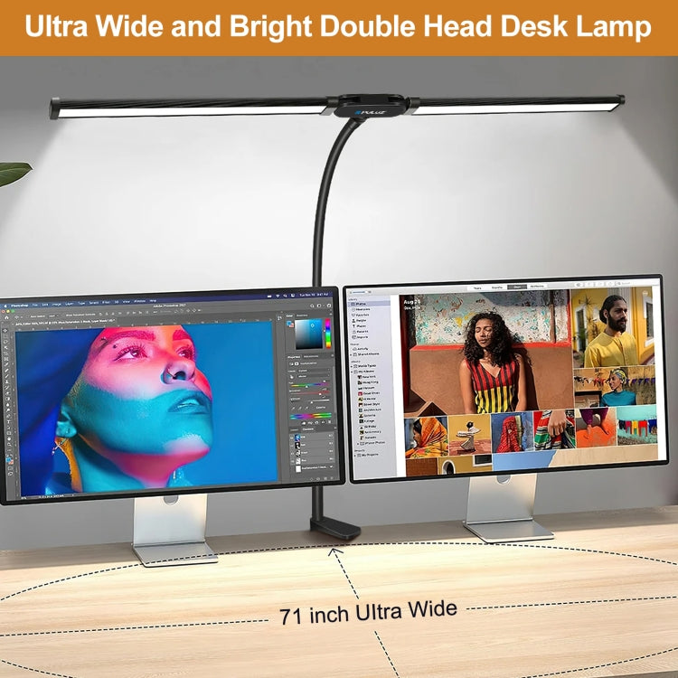 PULUZ Double Head LED Clip Desk Lamp with Flexible Gooseneck
