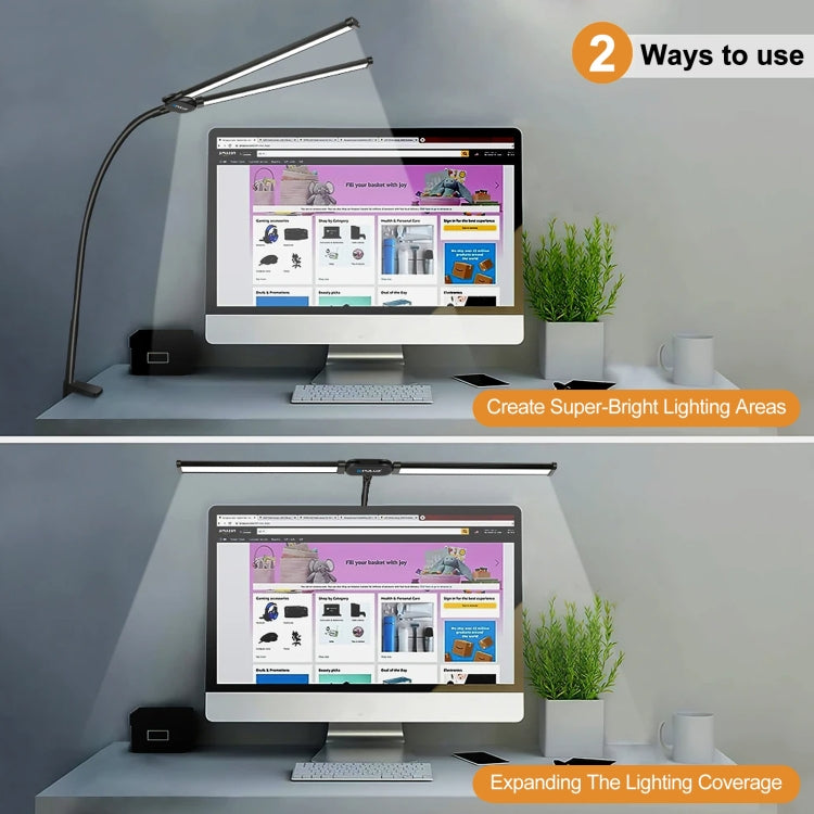 PULUZ Double Head LED Clip Desk Lamp with Flexible Gooseneck