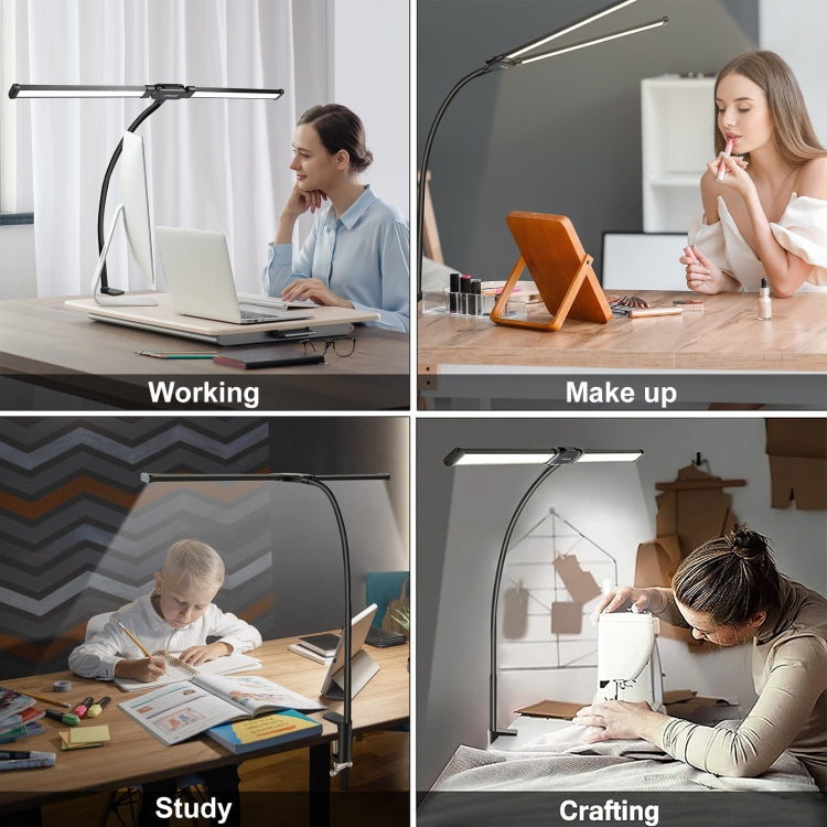 PULUZ Double Head LED Clip Desk Lamp with Flexible Gooseneck