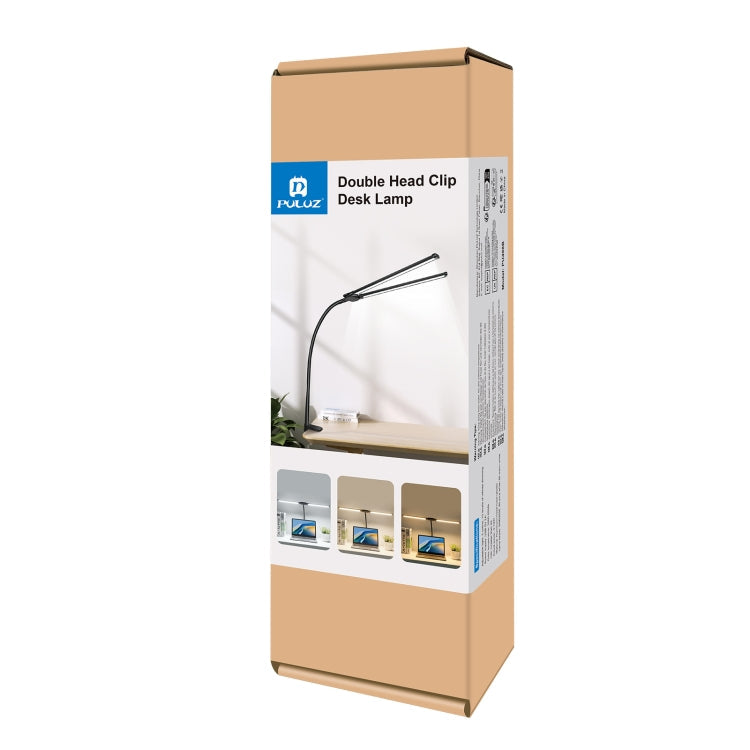 PULUZ Double Head LED Clip Desk Lamp with Flexible Gooseneck
