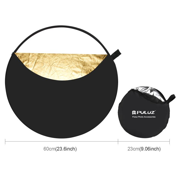 PULUZ 60cm 5-in-1 Folding Photography Reflector Disc | Silver, Gold, White, Black & Translucent