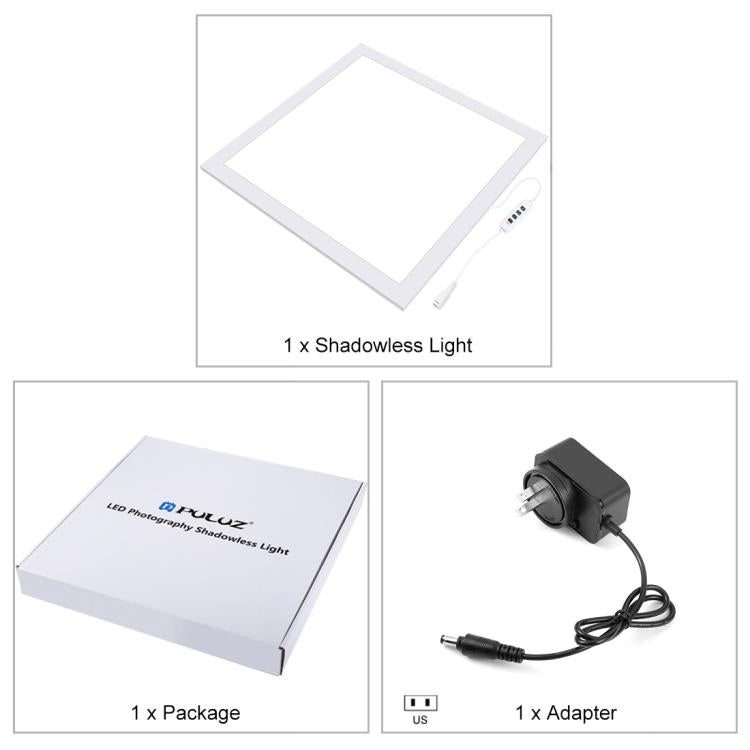 PULUZ 1000LM LED Acryl Polaritätsfreie dimmbare schattenfreie Lichtplatte mit Schalter für 40cm Fotostudiobox, Licht (US), Licht (UK), Licht (EU)