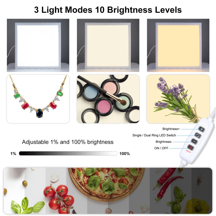 PULUZ 1000LM LED Acryl Polaritätsfreie dimmbare schattenfreie Lichtplatte mit Schalter für 40cm Fotostudiobox, Licht (US), Licht (UK), Licht (EU)