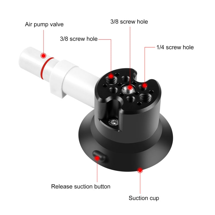 PULUZ 3-Inch Aluminium Alloy Pump Suction Cup Car Mount