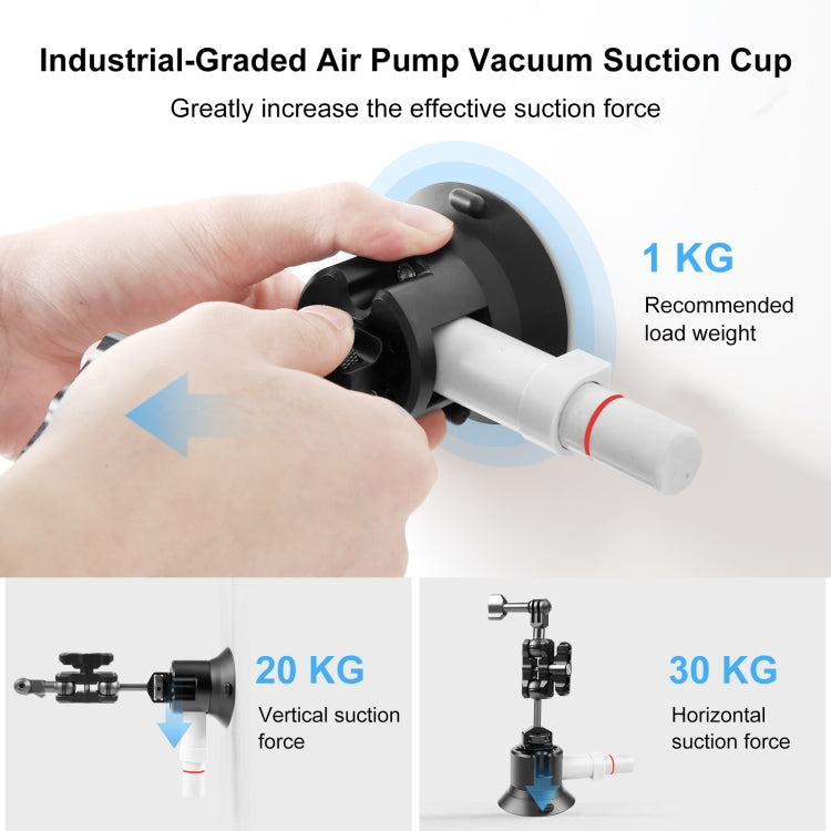 PULUZ 3-Inch Aluminium Alloy Pump Suction Cup Car Mount
