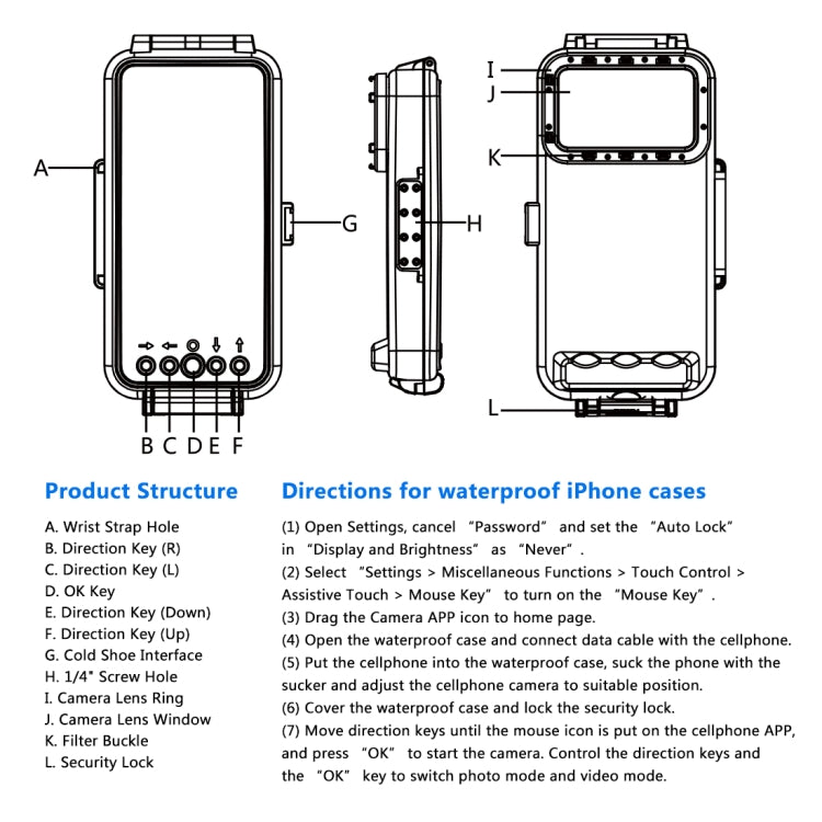 PULUZ 45m Waterproof Diving Case for iPhone – Underwater Photo & Video Housing