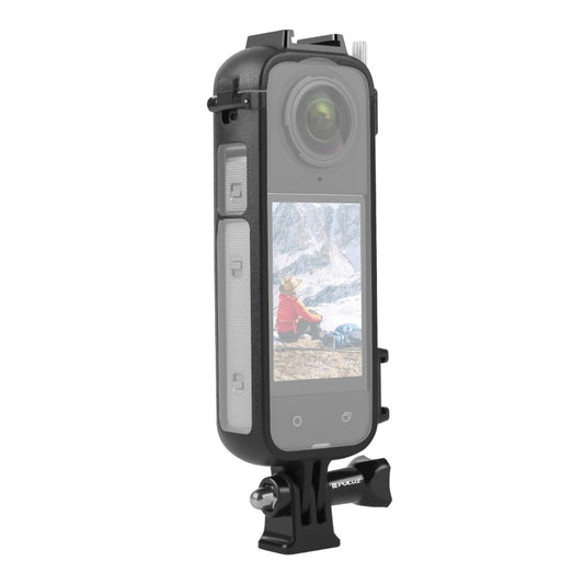 PULUZ Marco Protector de PC con Zapata Fría para Insta360 X4 con Soporte Adaptador y Tornillo