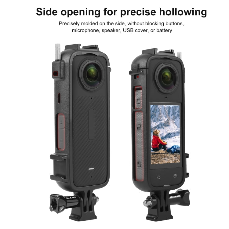PULUZ Marco Protector de PC con Zapata Fría para Insta360 X4 con Soporte Adaptador y Tornillo
