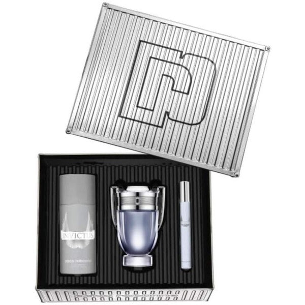 Paco Rabanne Invictus Gift Set 100ml EDT + 150ml Deodorant Spray + 10ml EDT