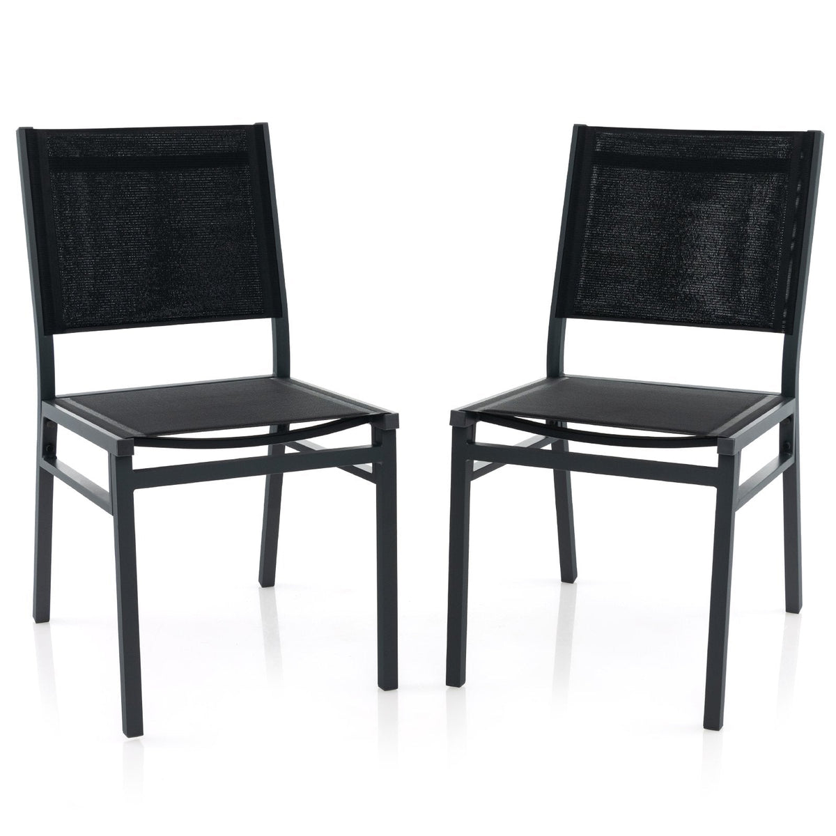 Patio Armless Chair with Breathable Seat and Backrest-1 Piece