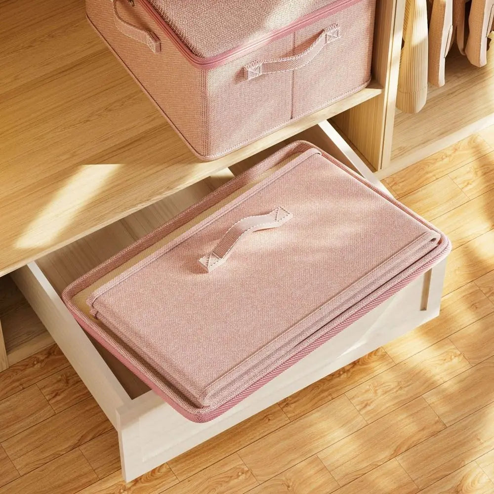 Pink Clothes Storage Box Large Capacity Foldable Quilt Storage Bag Boxes Handle