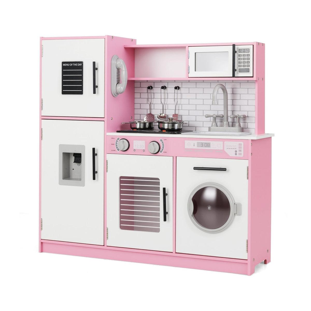 Play Kitchen Toy Set with Oven and Washing Machine for Aged 3+ Years Old-Black