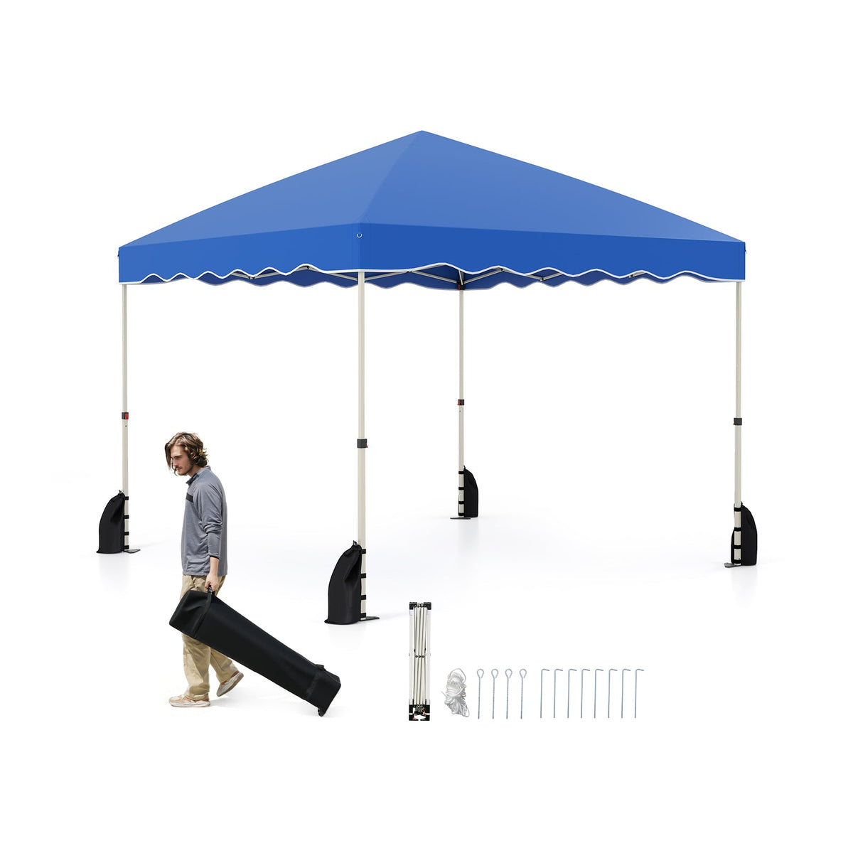 300 x 300 cm Pop up Canopy Tent with Wheeled Bag-Blue