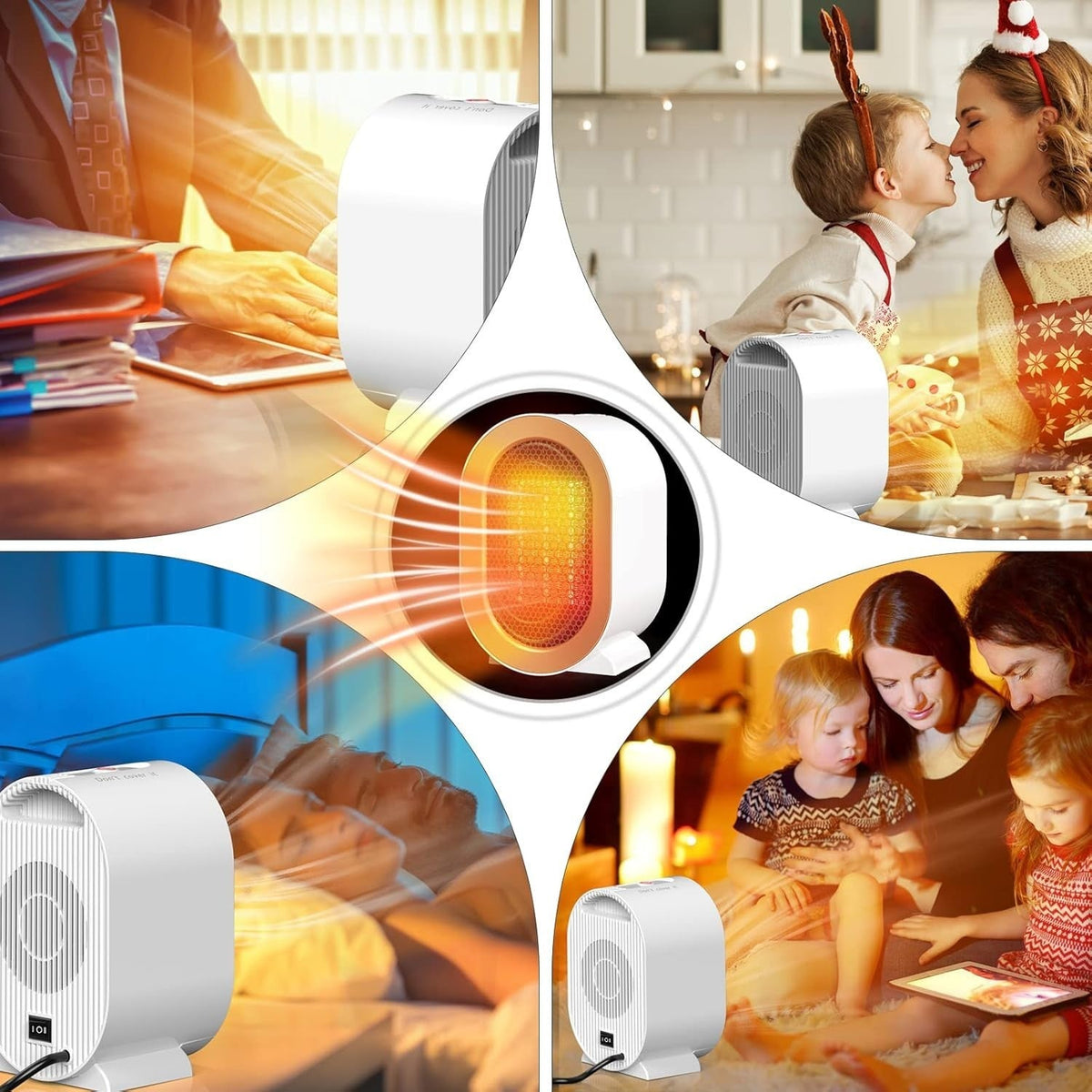 1200W Ceramic Space Heater Portable Fan Heater with Remote Electric Home Heat