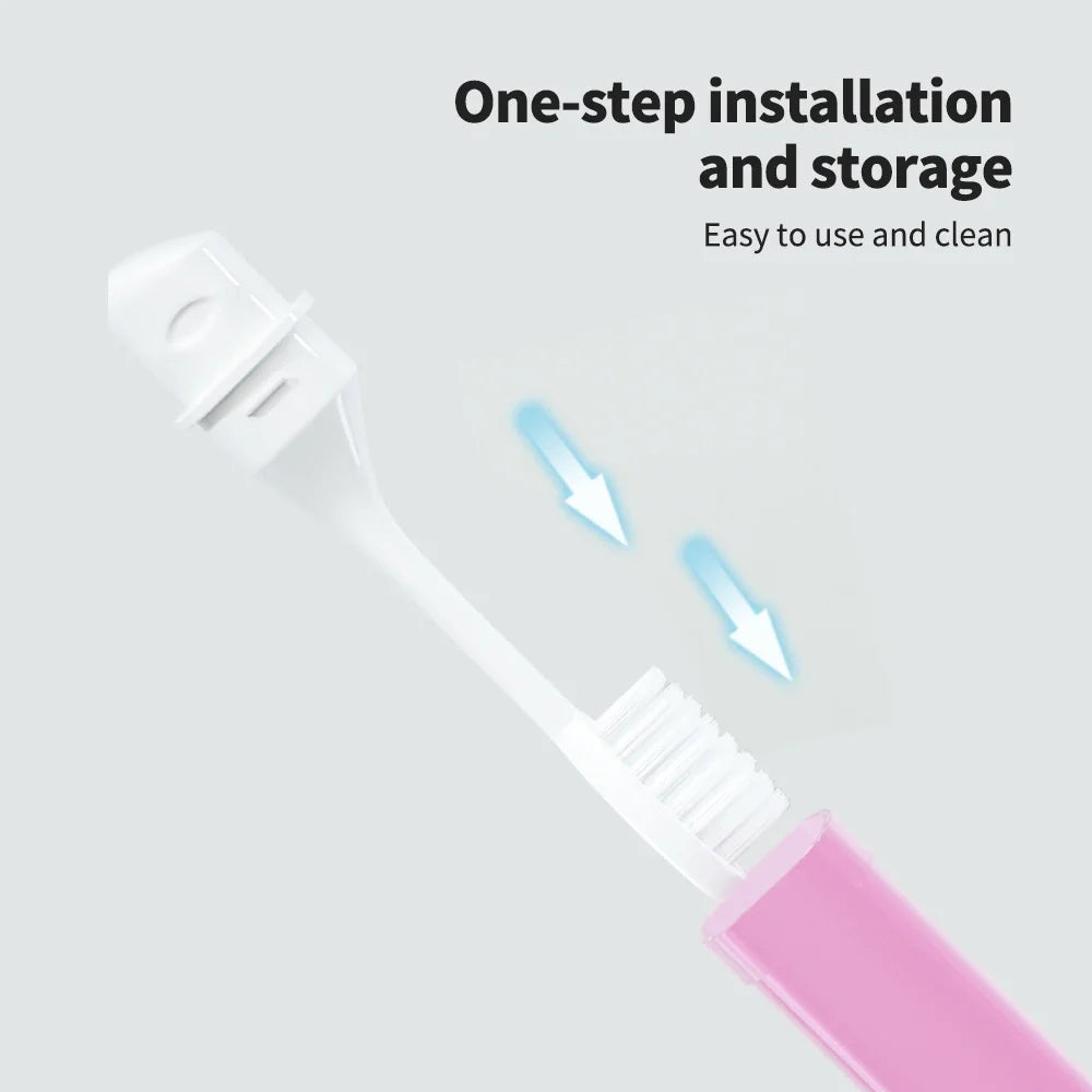 Portable Folding Travel Toothbrush for Adults - Compact Tooth Brush for Travel and Daily Use