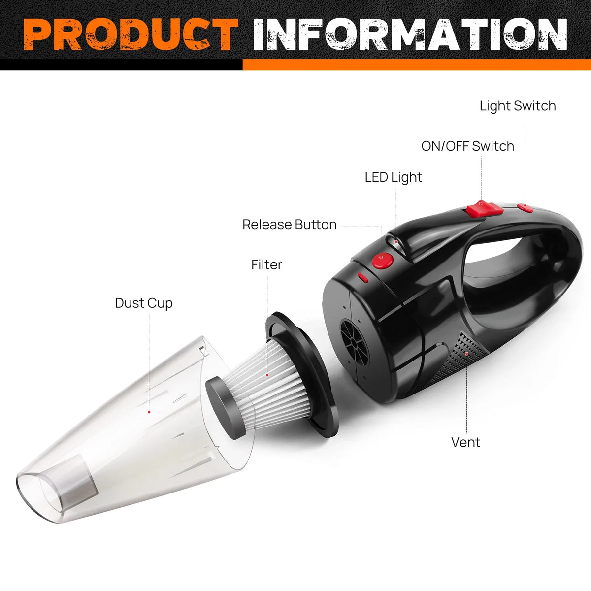 Powerful Cordless Handheld Vacuum Cleaner Strong Suction Mini Car & Home Hoover