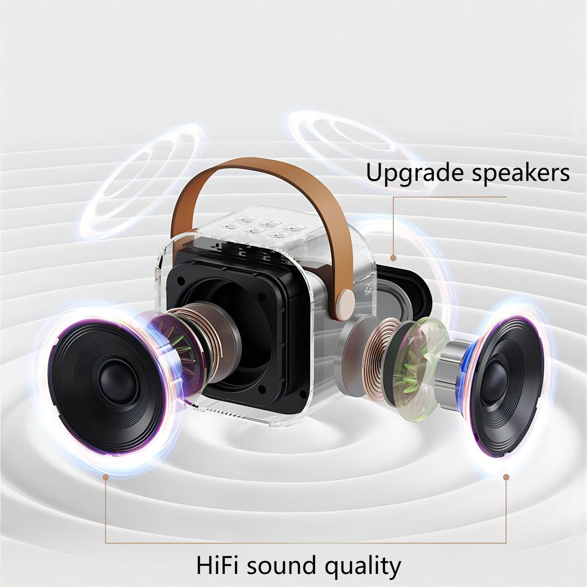 Portable Karaoke Machine with Wireless Microphone & RGB Lights - Bluetooth Speaker with USB, Stereo Sound