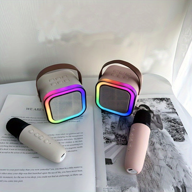 Portable Karaoke Machine with Wireless Microphone & RGB Lights - Bluetooth Speaker with USB, Stereo Sound