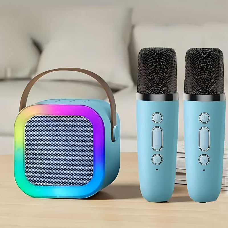 Portable Karaoke Machine with Wireless Microphone & RGB Lights - Bluetooth Speaker with USB, Stereo Sound