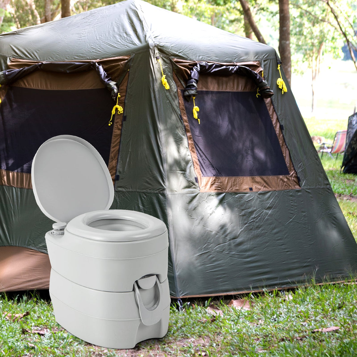 Portable Toilet with 20 L Detachable Waste Tank-Grey
