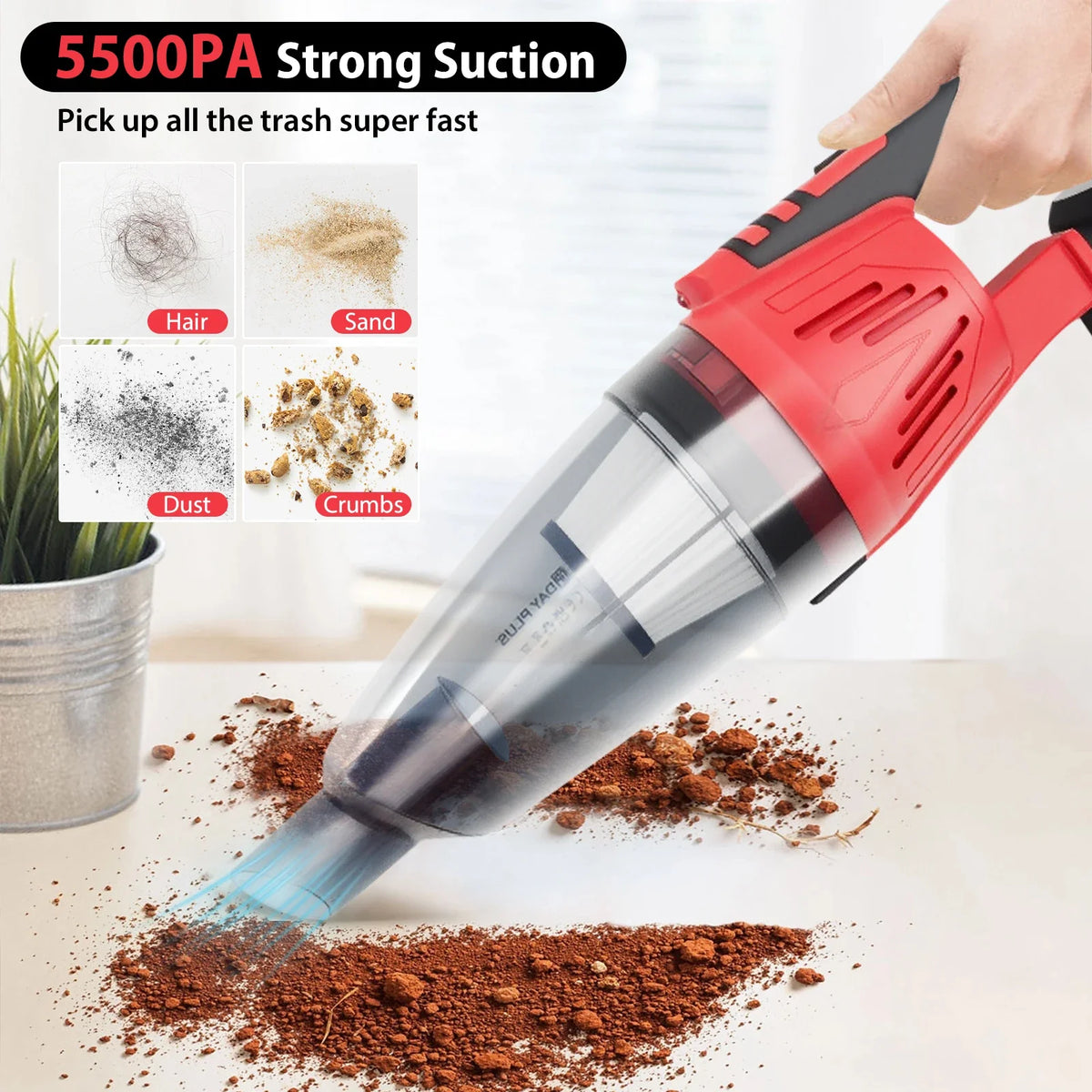 Powerful Cordless Vacuum Cleaner - Rechargeable Handheld Car Hoover High Suction