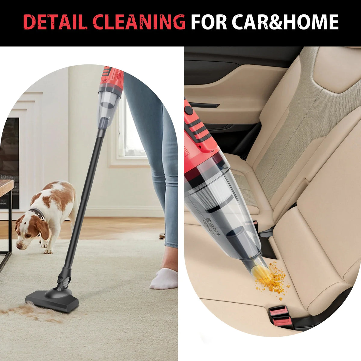 Powerful Cordless Vacuum Cleaner - Rechargeable Handheld Car Hoover High Suction
