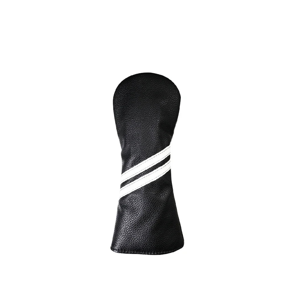 Striped Golf Headcovers PU Leather Driver Fairway Hybrid Waterproof Head Covers