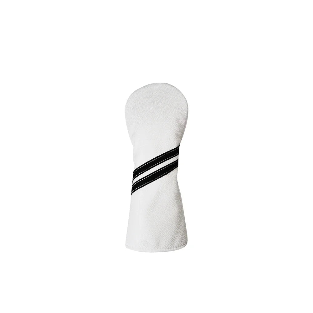 Striped Golf Headcovers PU Leather Driver Fairway Hybrid Waterproof Head Covers