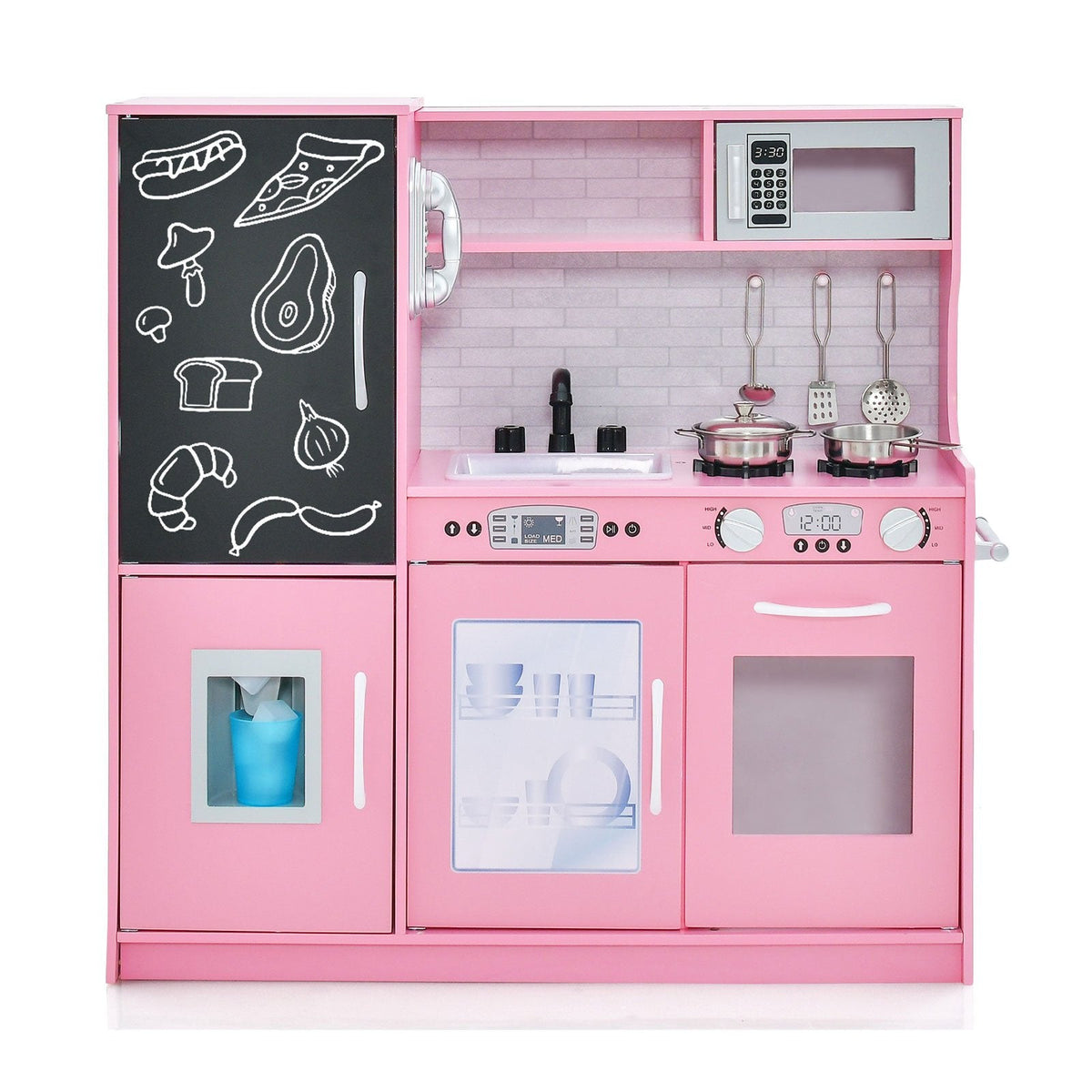 Toddler Pretend Kitchen Playset with Accessories and Simulated Sounds-Black