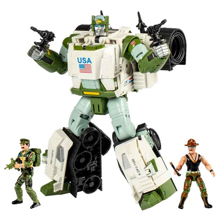 G.I. Joe x Transformers – Autobot Kup Triple T Tank with Sgt. Slaughter & Leatherneck Action Figures