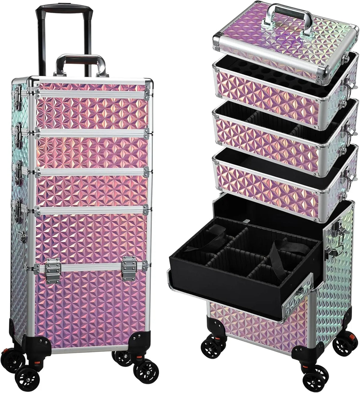Professional Makeup Trolley Case Wheels - Extra Large Rolling Cosmetic Organiser