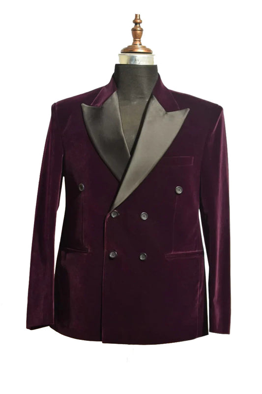 Men's Purple Velvet Smoking Jacket | Elegant Designer Evening Coat