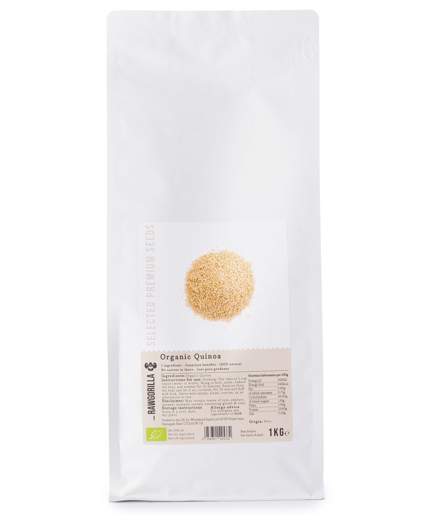 RAWGORILLA Organic Quinoa 1kg - Premium Peruvian Grain