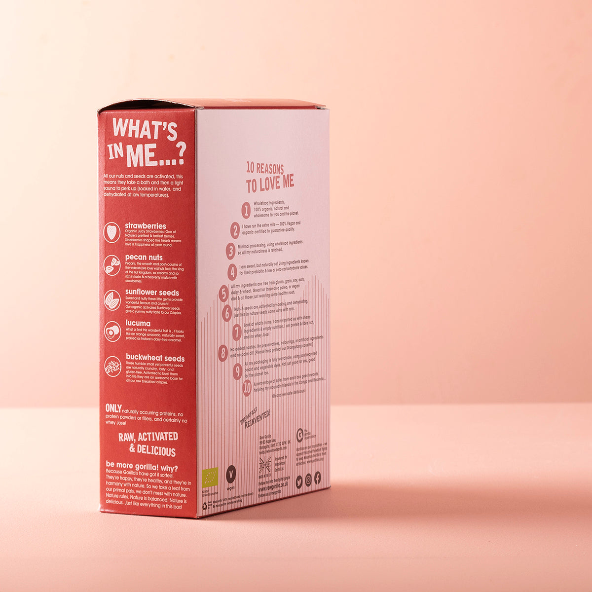 Raw Gorilla Rawberry Crispies – Organic Raw Breakfast Cereal (250g)