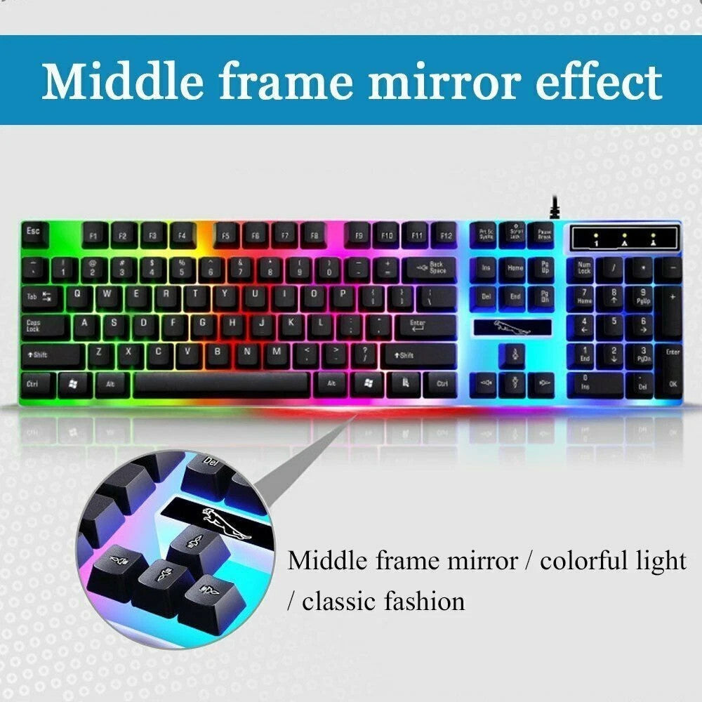 RGB Gaming Keyboard and Mouse Set USB LED for PC Laptop Illuminated Combo