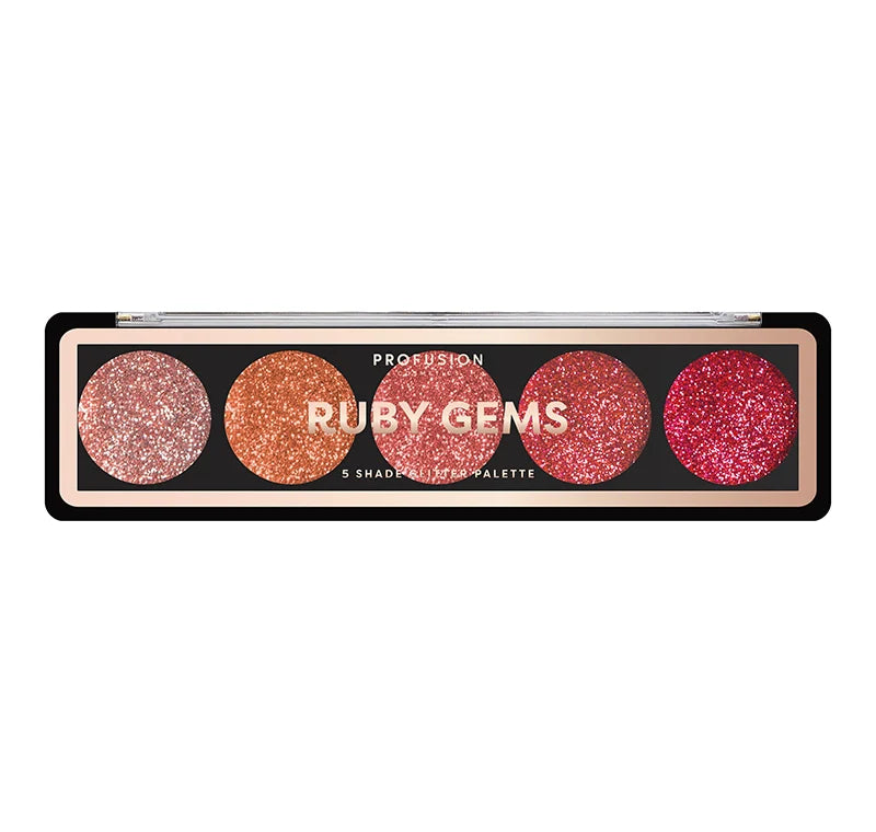 Glitter Gems 5-Shade Pressed Glitter Eyeshadow Palette | Vegan & Cruelty-Free