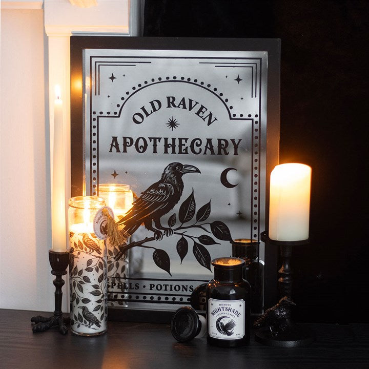 Old Raven Apothecary Mirrored Wall Art