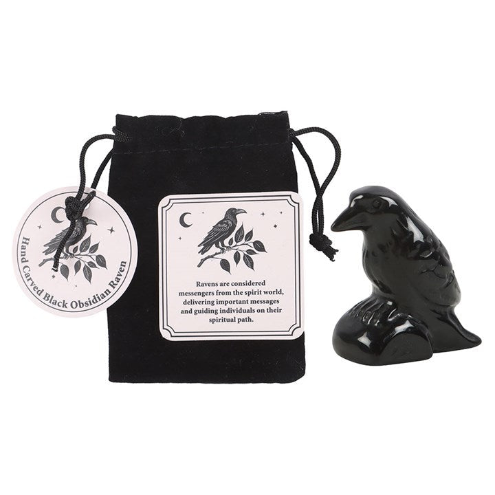 Black Obsidian Raven Ornament in a Bag